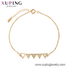 75613 Xuping best-seller pulseira banhado a ouro moderno com forma triangular